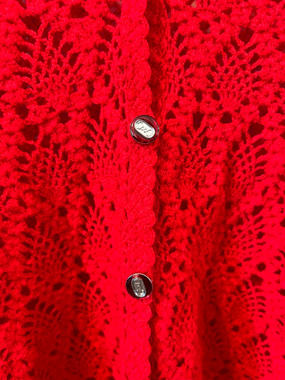 Red Crochet Button-Up Cardigan - photo 2