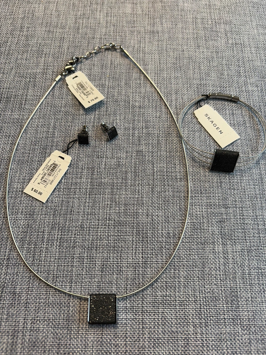 Skagen Necklace, Bracelet, and Earrings Set