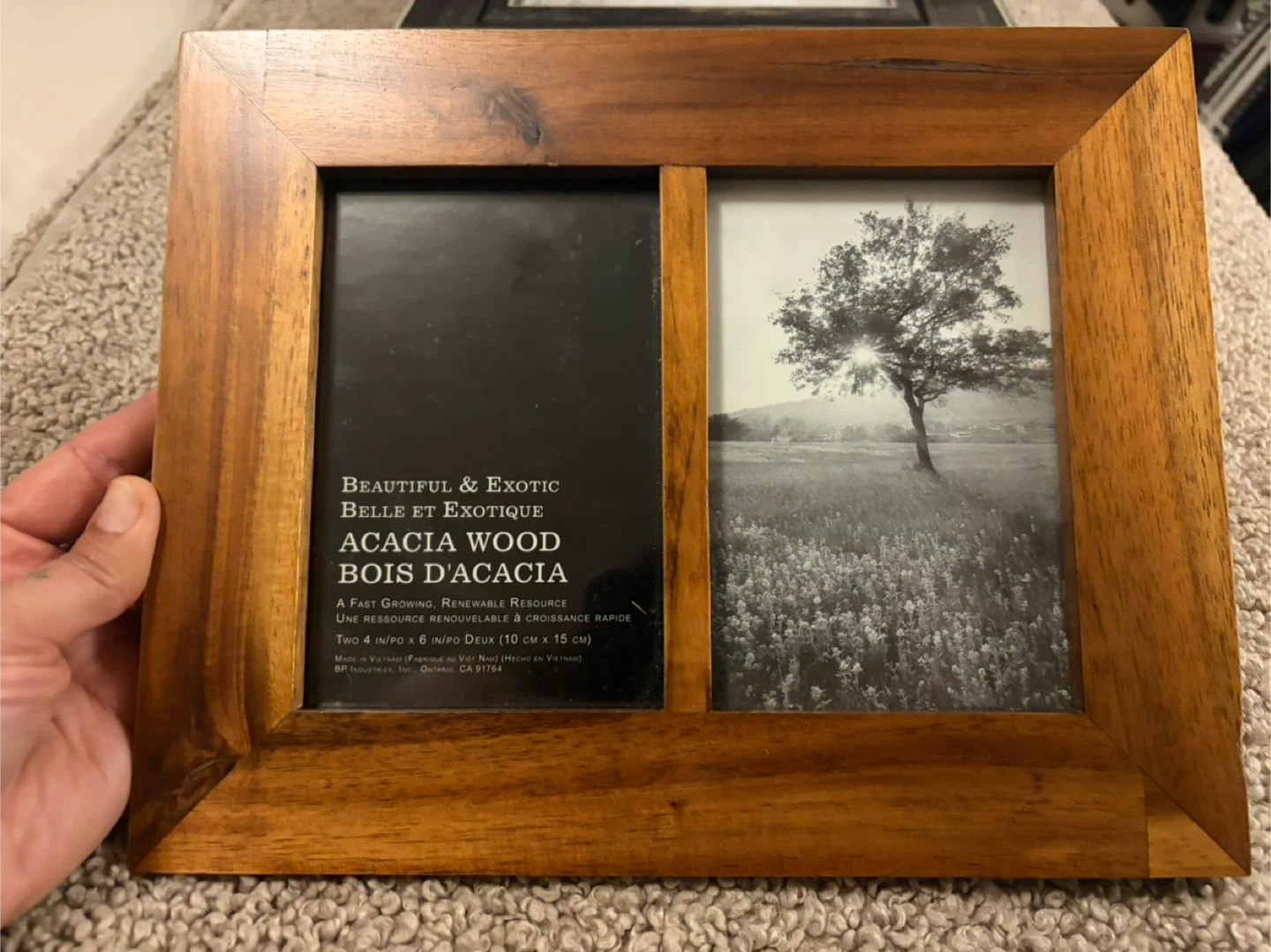 Acacia Wood Double Picture Frame 4x6