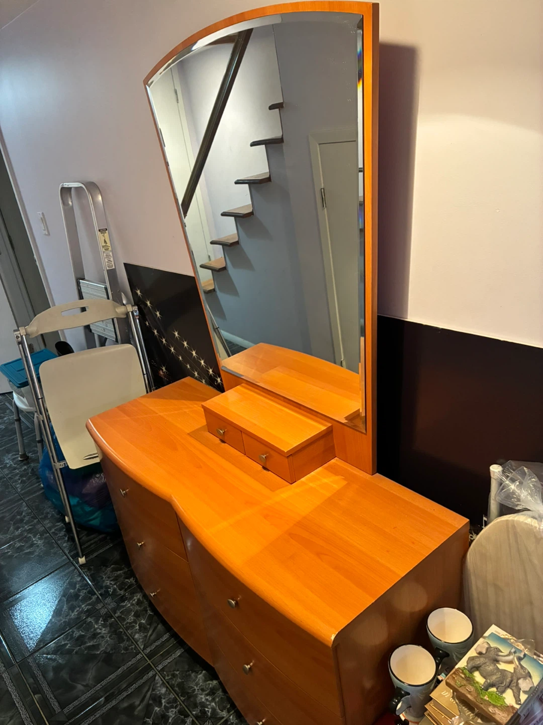 Orange Wood Dresser with Mirror - photo 4
