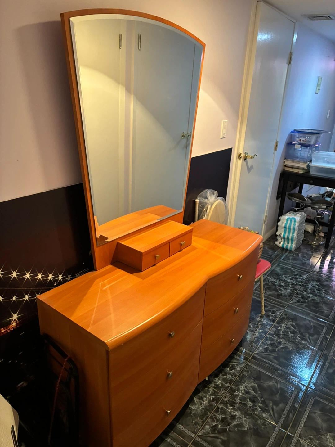 Orange Wood Dresser with Mirror - photo 5