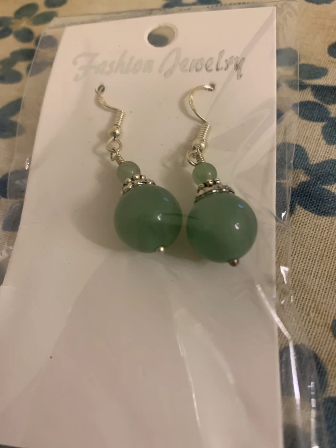 Green Beaded Fashion Earrings
