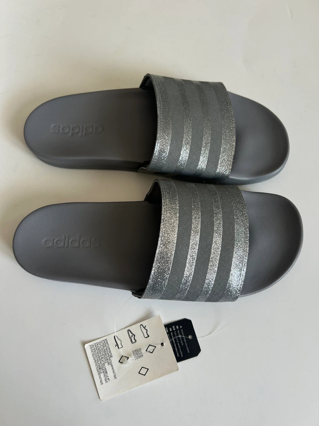 ADIDAS Adilette Comfort Slides ‘Shimmer Silver Grey’ BNWT - photo 3