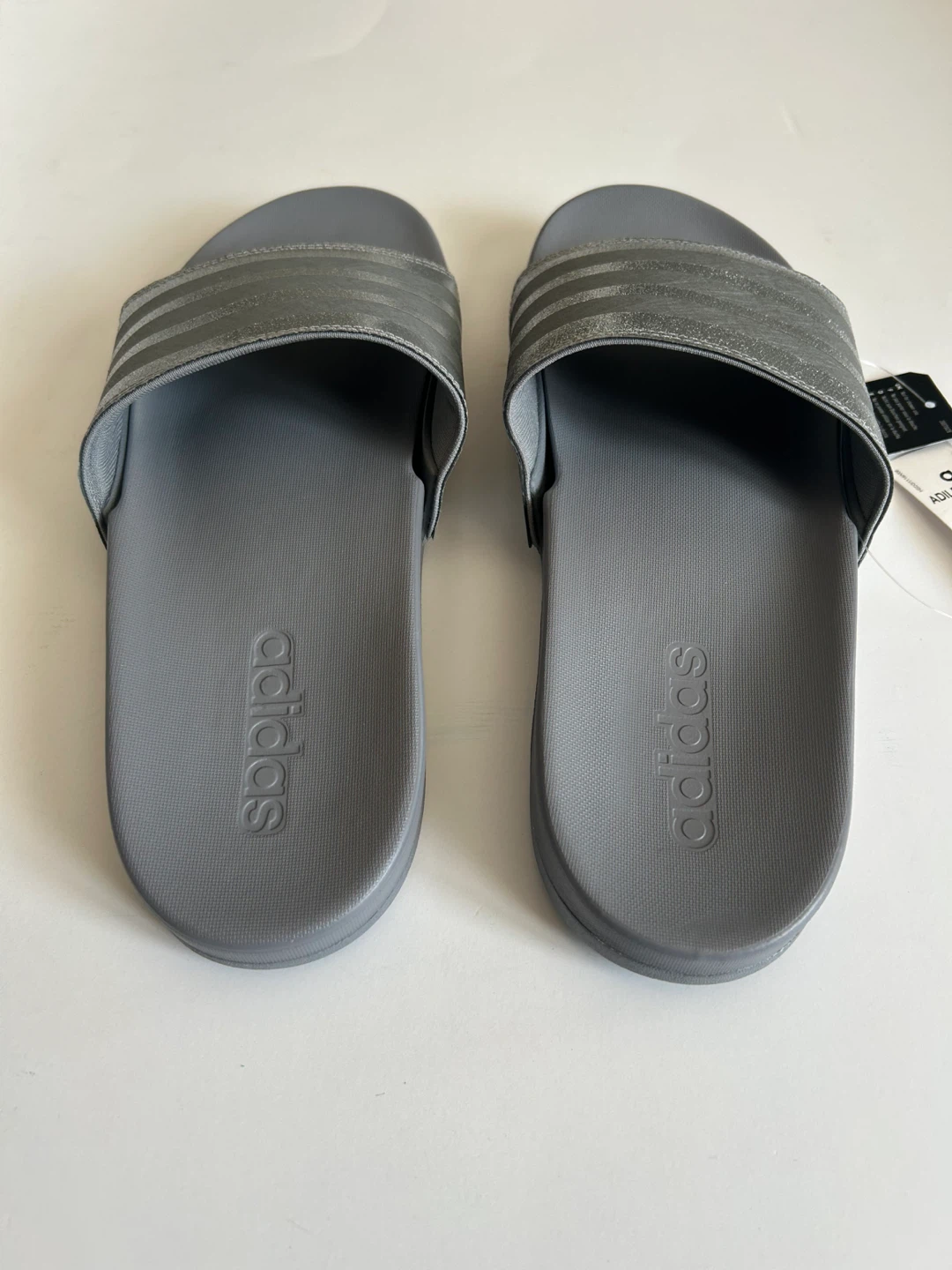 ADIDAS Adilette Comfort Slides ‘Shimmer Silver Grey’ BNWT - photo 5