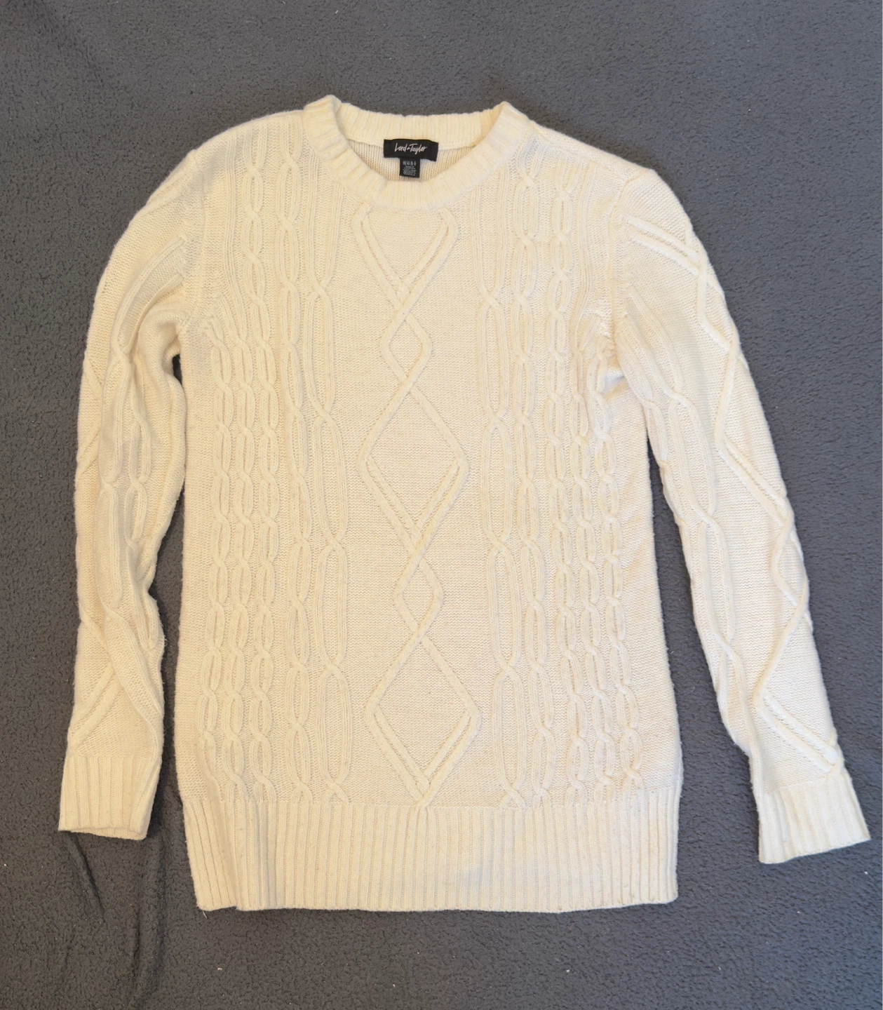 Lord & Taylor Cable Knit Sweater - Cream