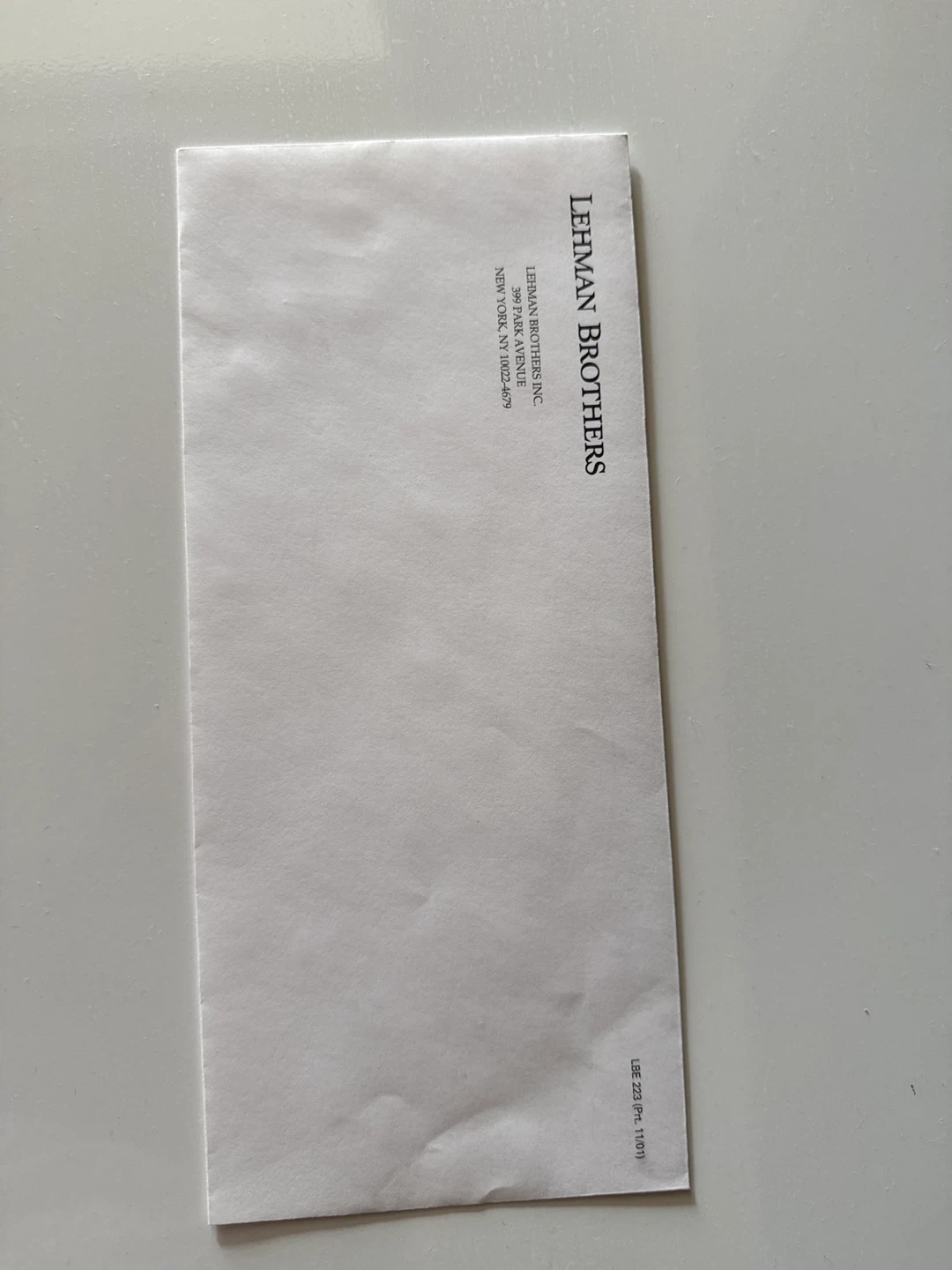 Lehman Brothers Letterhead Envelope