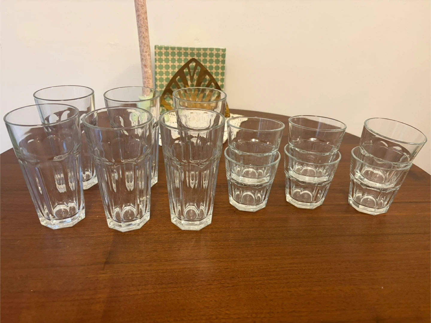 Set of 12 Clear Glass (tall & short)
