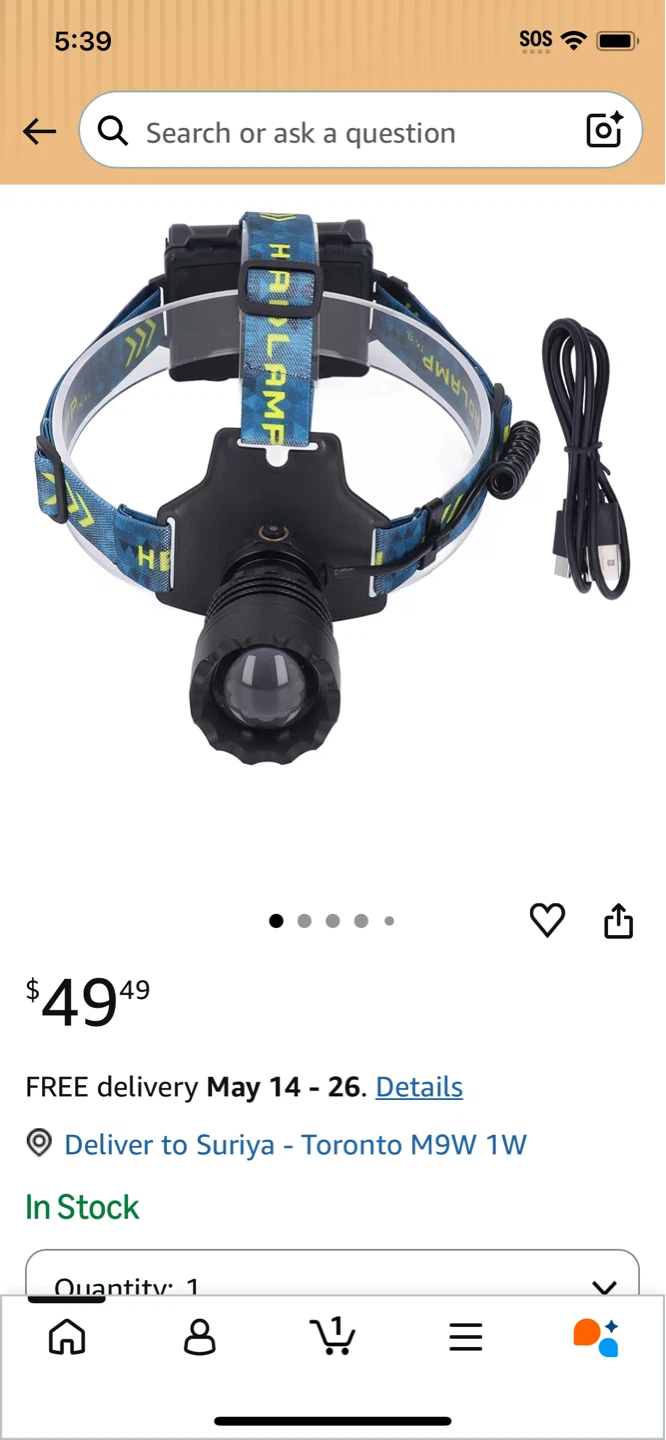 New-LED Headlamp Rechargeable with USB Cable - photo 4