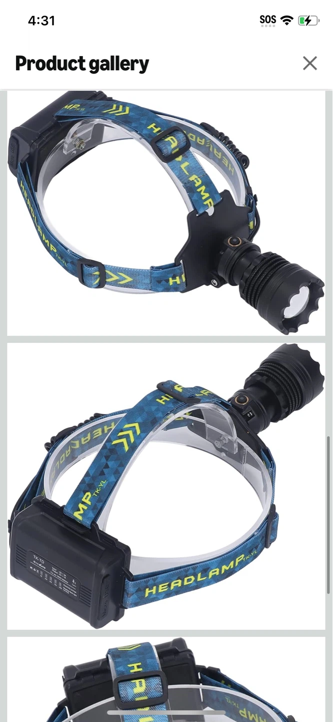 New-LED Headlamp Rechargeable with USB Cable - photo 2