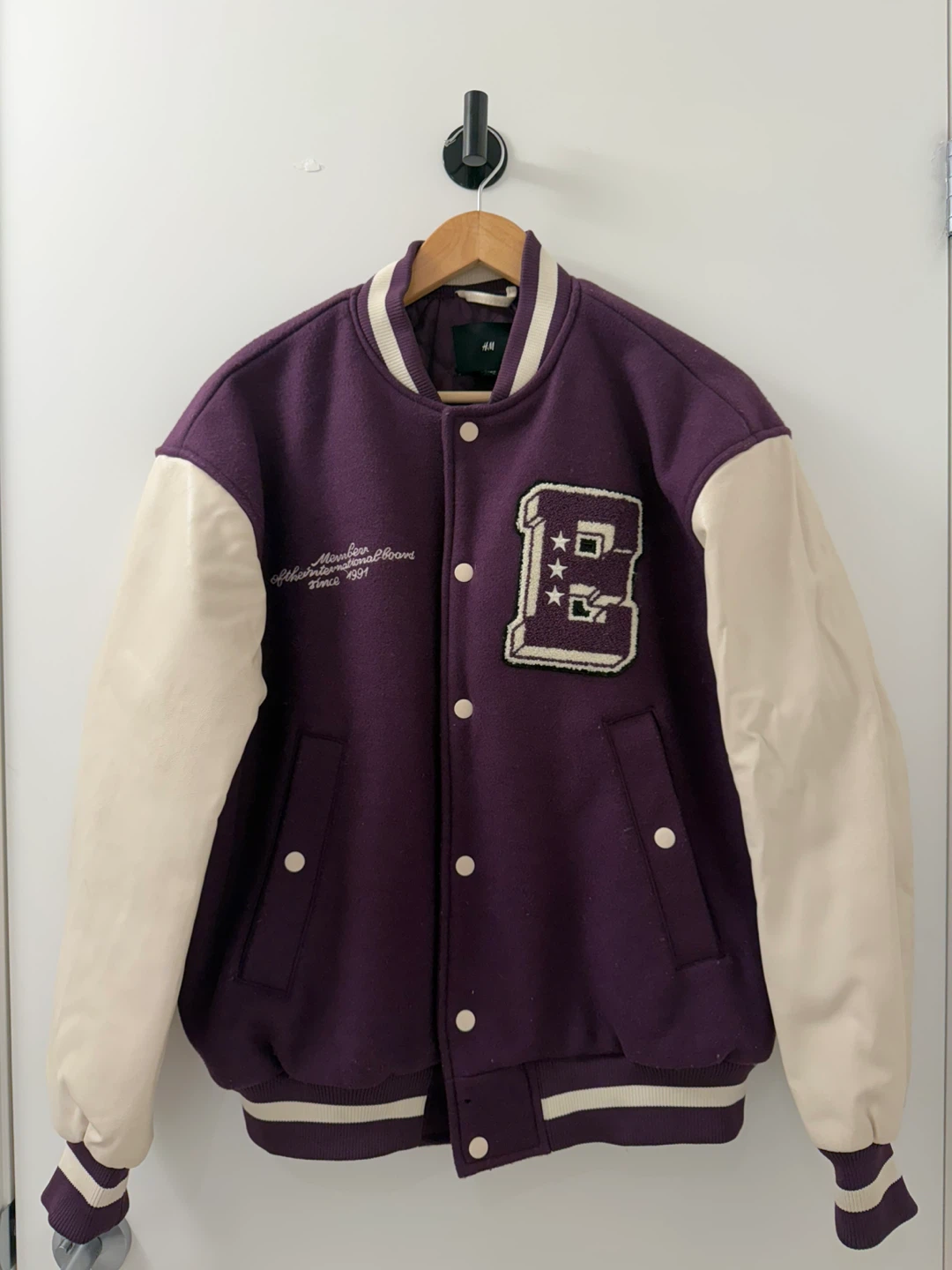 H&M Varsity Jacket - Purple & Cream
