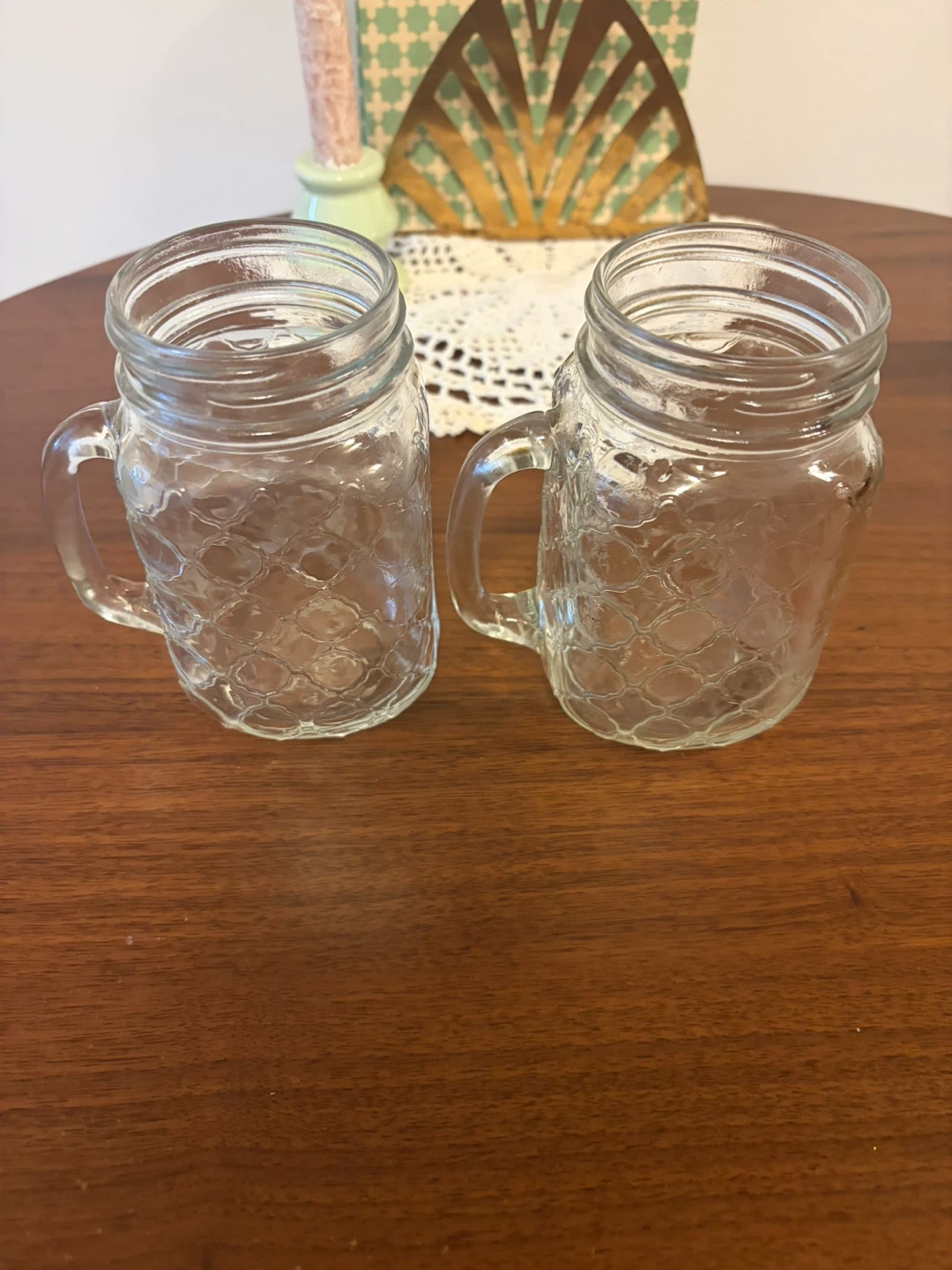 Set of 2 Glass Mason Jar Mugs