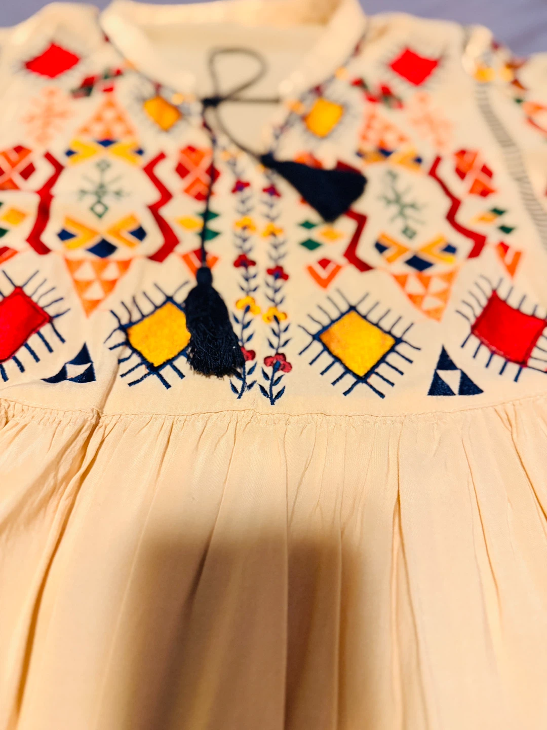 Embroidered Boho Dress with Tassels, brand new - photo 2