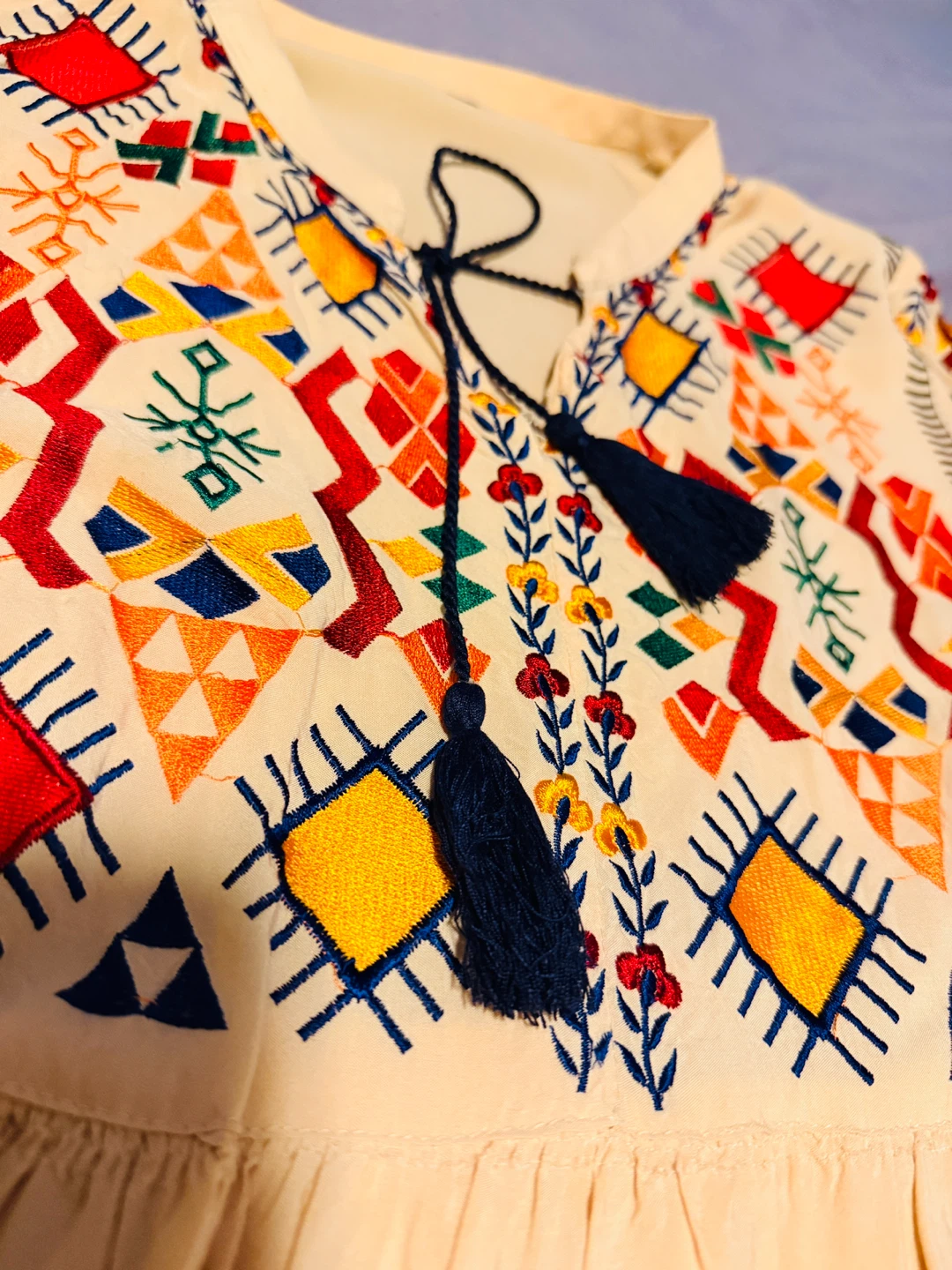 Embroidered Boho Dress with Tassels, brand new - photo 3