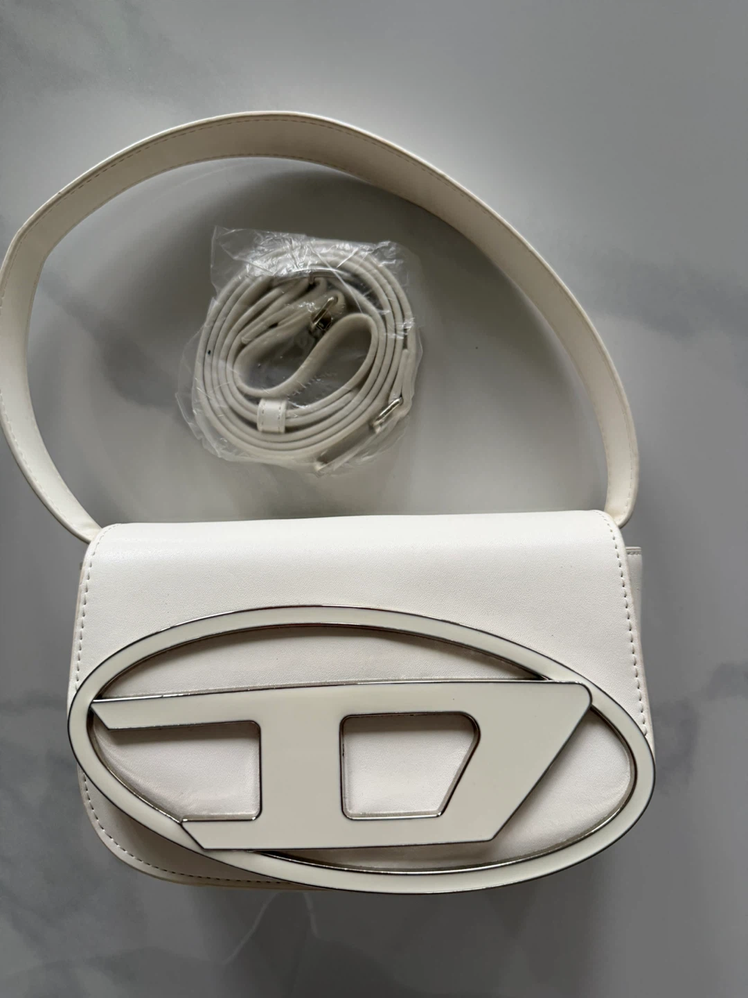 Diesel White Leather Shoulder Bag