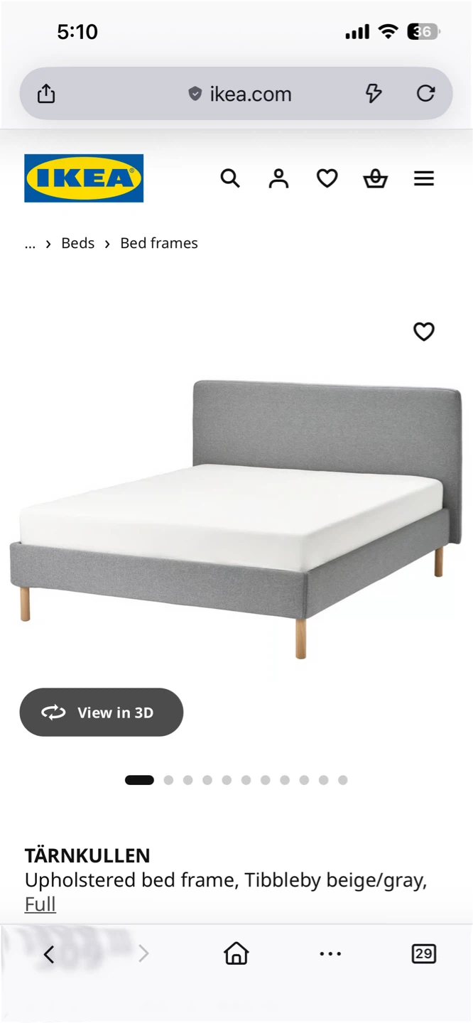 IKEA TÄRNKULLEN Upholstered Bed Frame - Tibbleby Gray