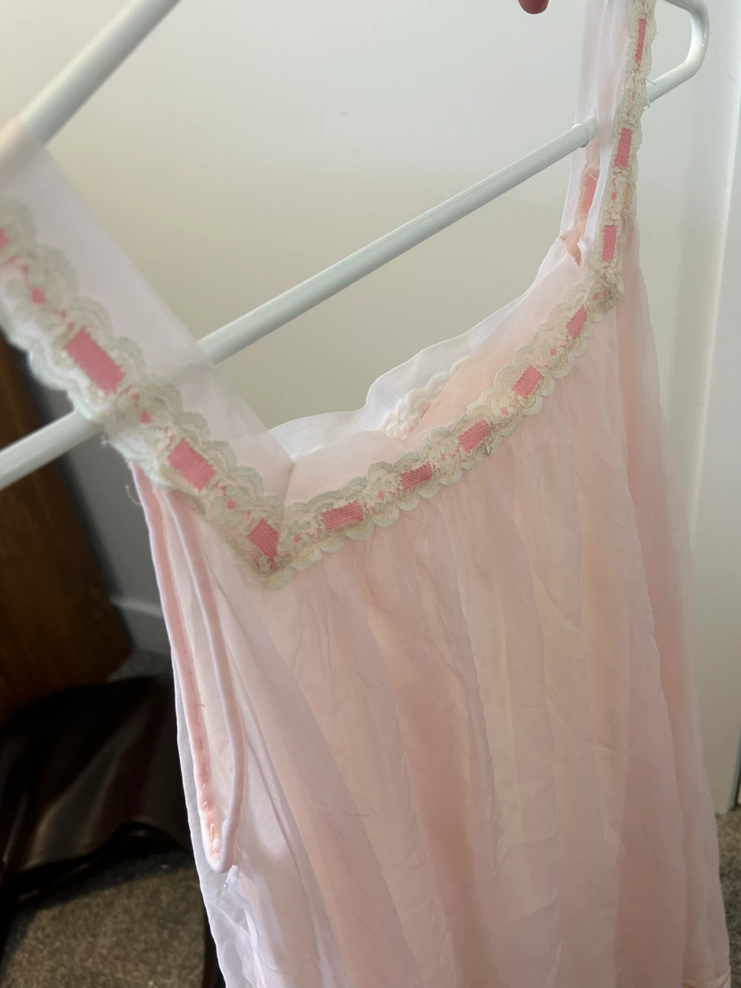 Pink Sheer Baby Doll Dress  with Lace Trim - photo 2