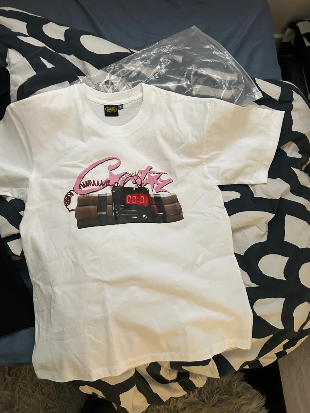 White "NOTIME4LUV" Bomb Graphic T-Shirt