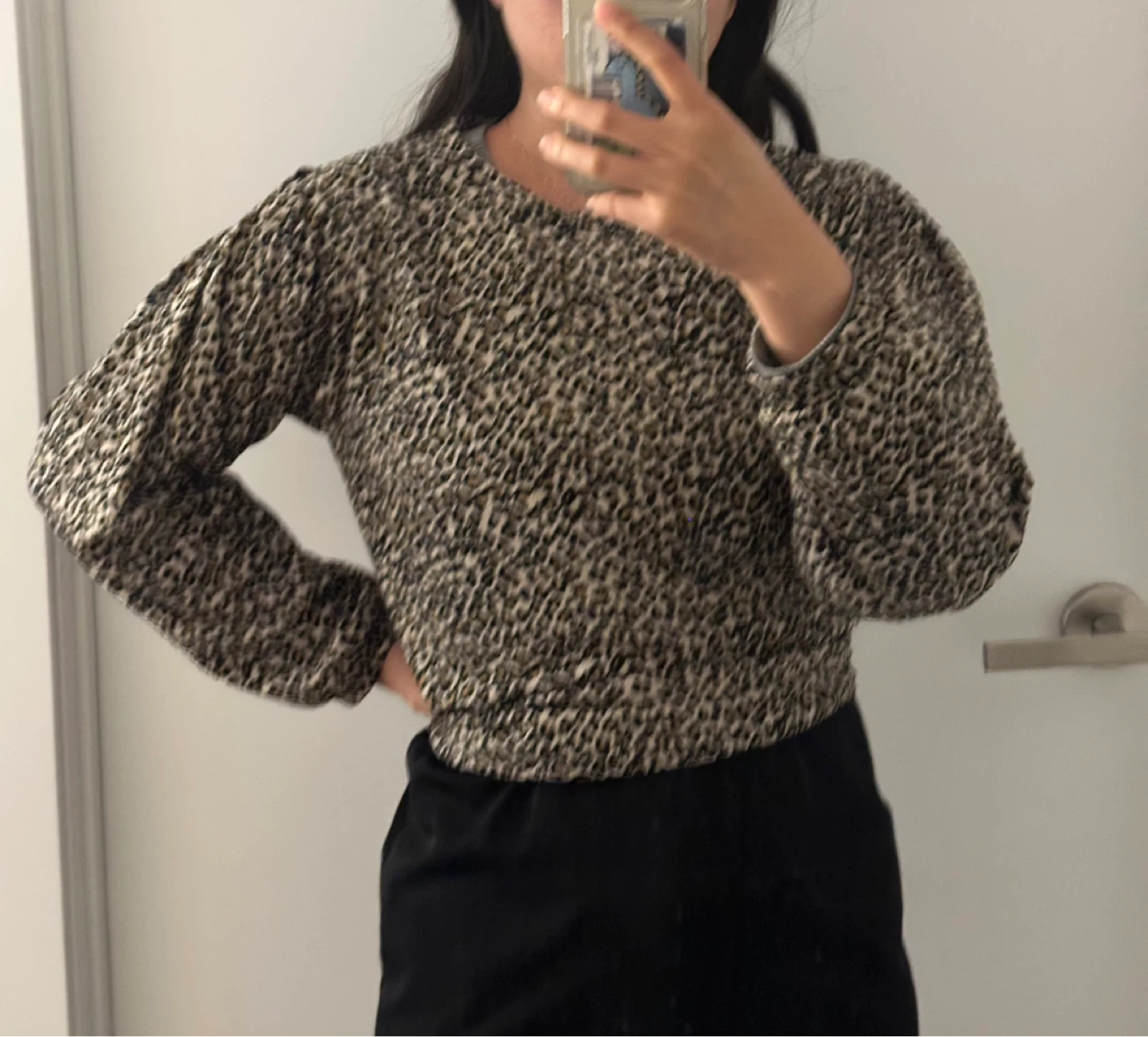 Leopard Puff Sleeve Top