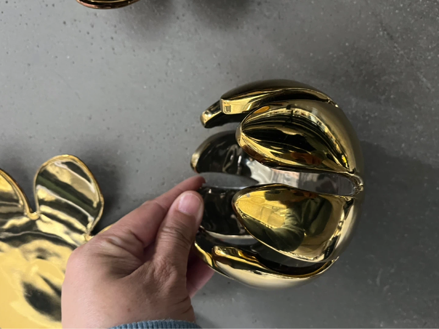 Set of 3 Gold Flower Bowls - photo 3