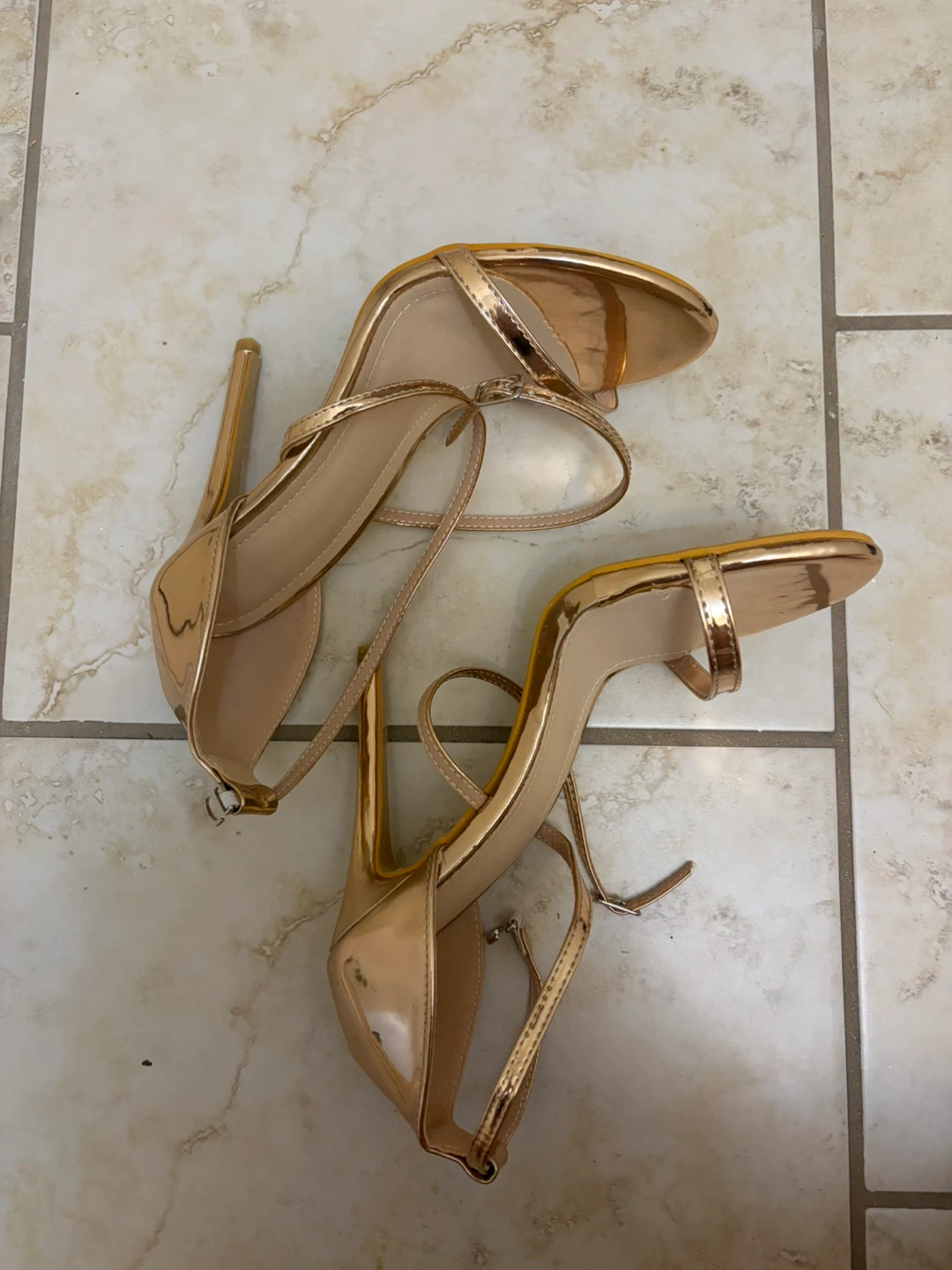 NEW Women's Gold Strappy Stiletto Heels - 8 - photo 4