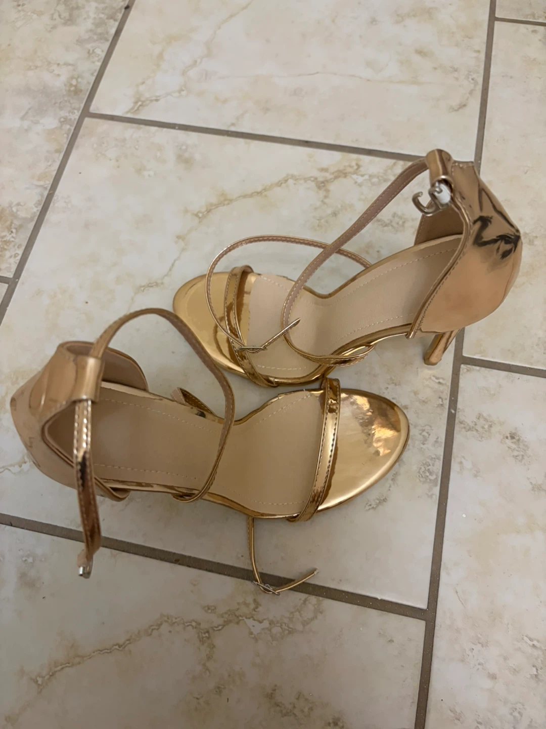 NEW Women's Gold Strappy Stiletto Heels - 8 - photo 3