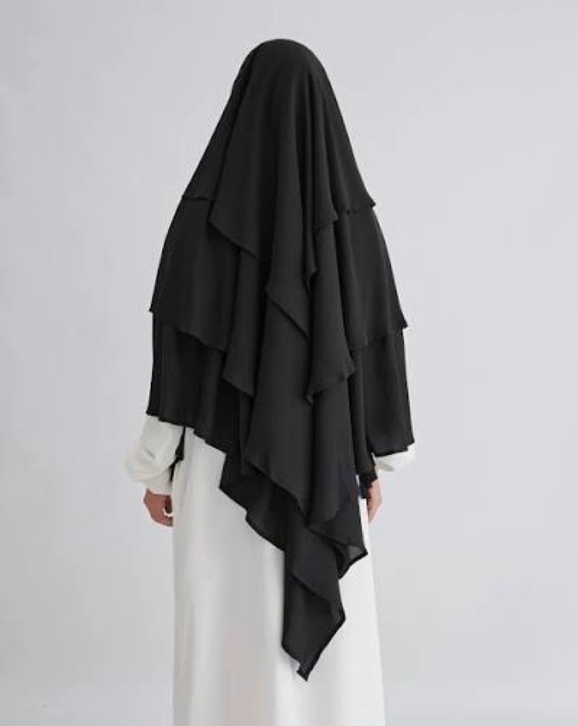 (KHIMAR) Black Layered Flowy Dress