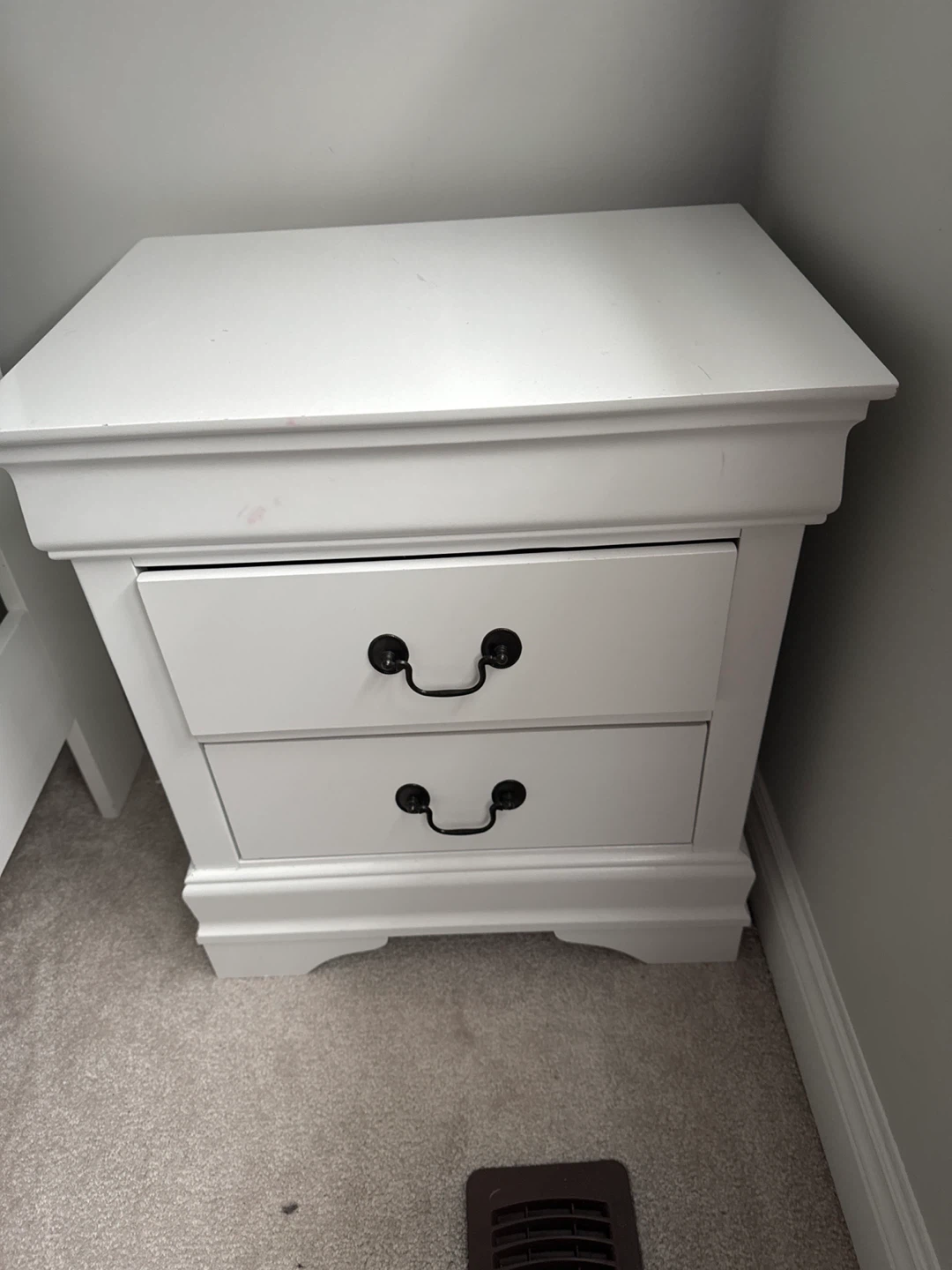 White 2-Drawer Nightstand