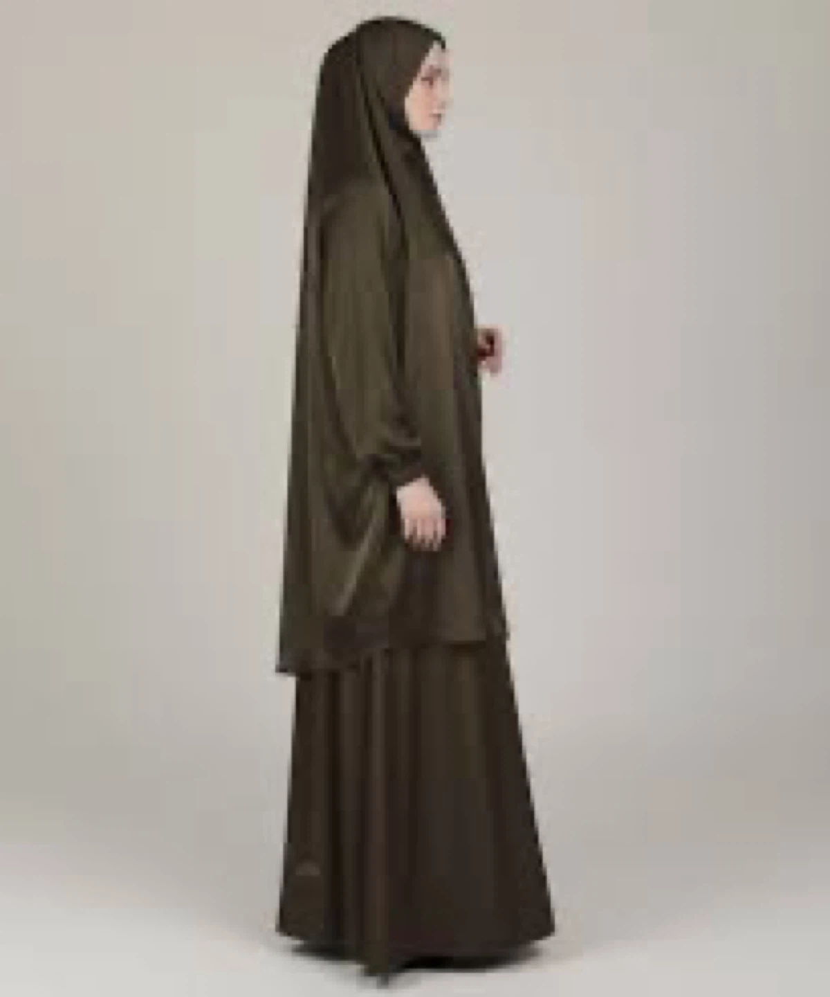 Olive Green Flowy Two-Piece Set JILBAB