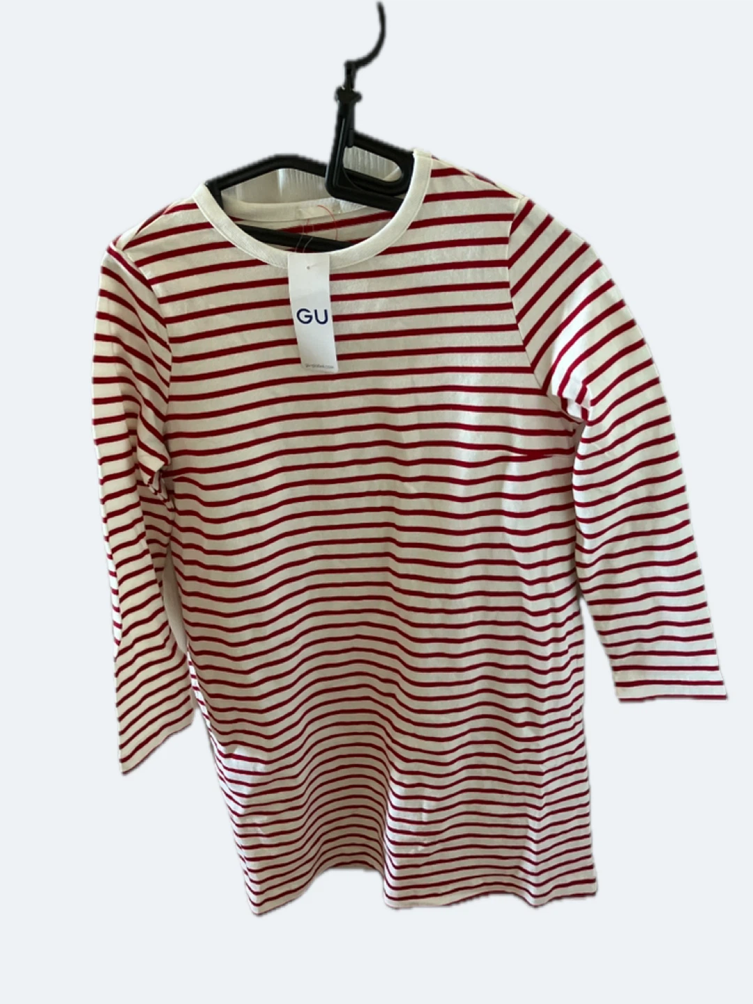 GU Women's Red Striped Long Sleeve Dress  Japanese Size L