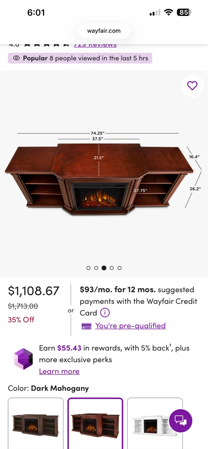 Wooden Electric Fireplace TV Stand with Storage - photo 4