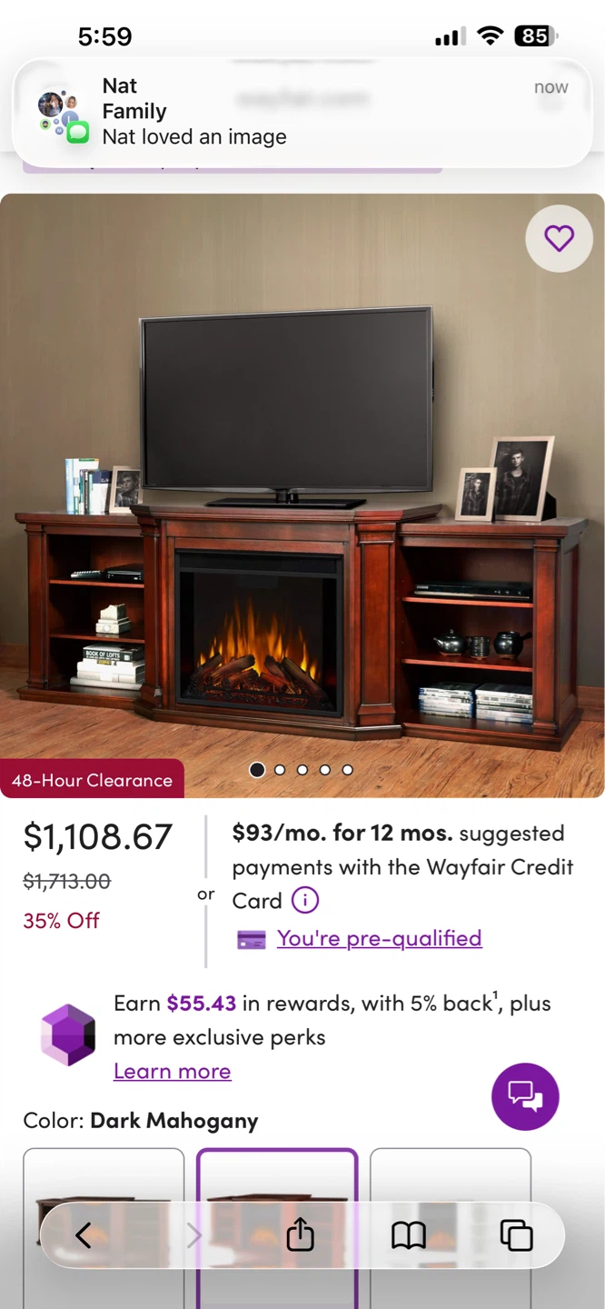 Wooden Electric Fireplace TV Stand with Storage - photo 2
