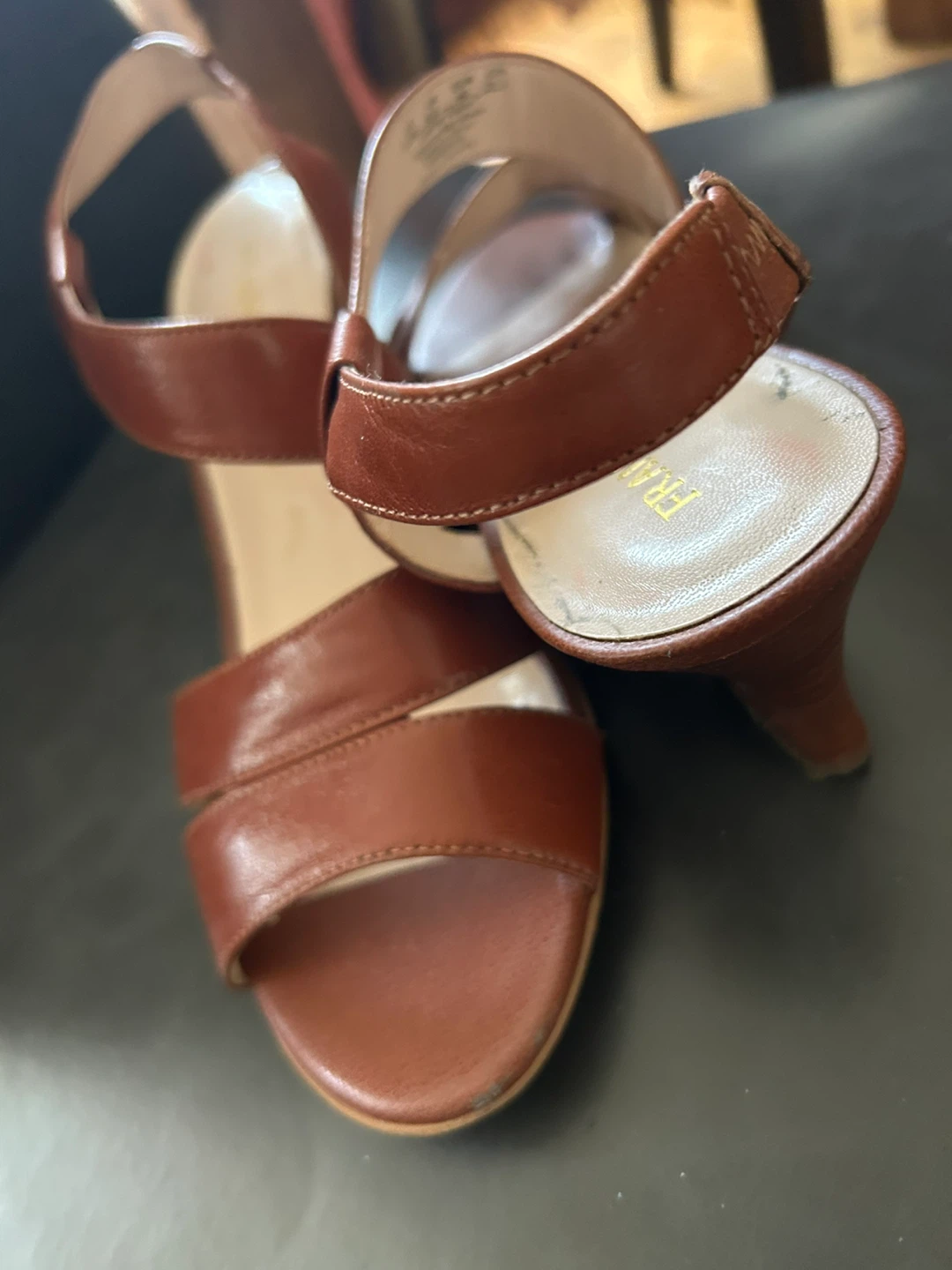 Franco Sarto Women's Brown Leather Strappy Heeled Sandals - photo 4