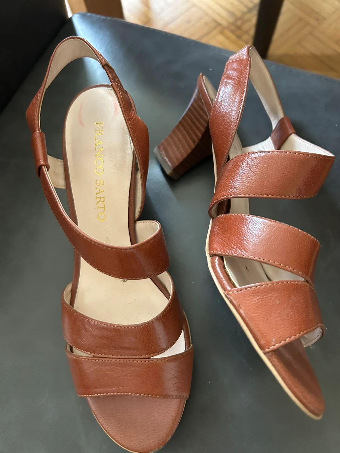 Franco Sarto Women's Brown Leather Strappy Heeled Sandals - photo 2