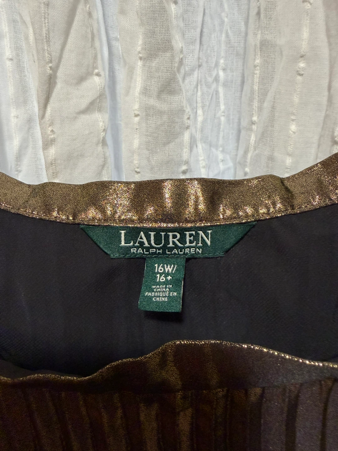 Lauren Ralph Lauren Women's Metallic Pleated Skirt 16W Gold