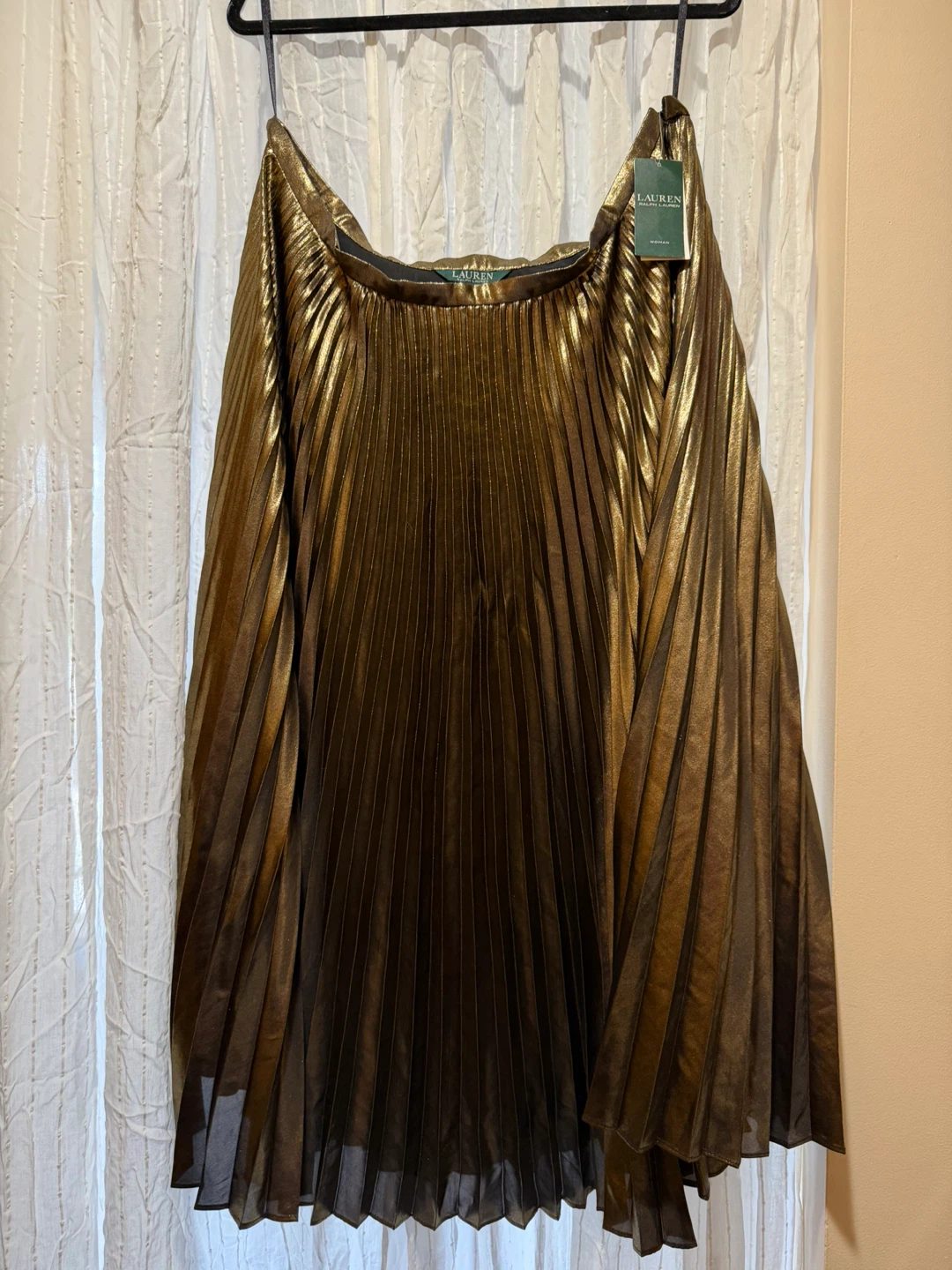 Lauren Ralph Lauren Women's Metallic Pleated Skirt 16W Gold - photo 2