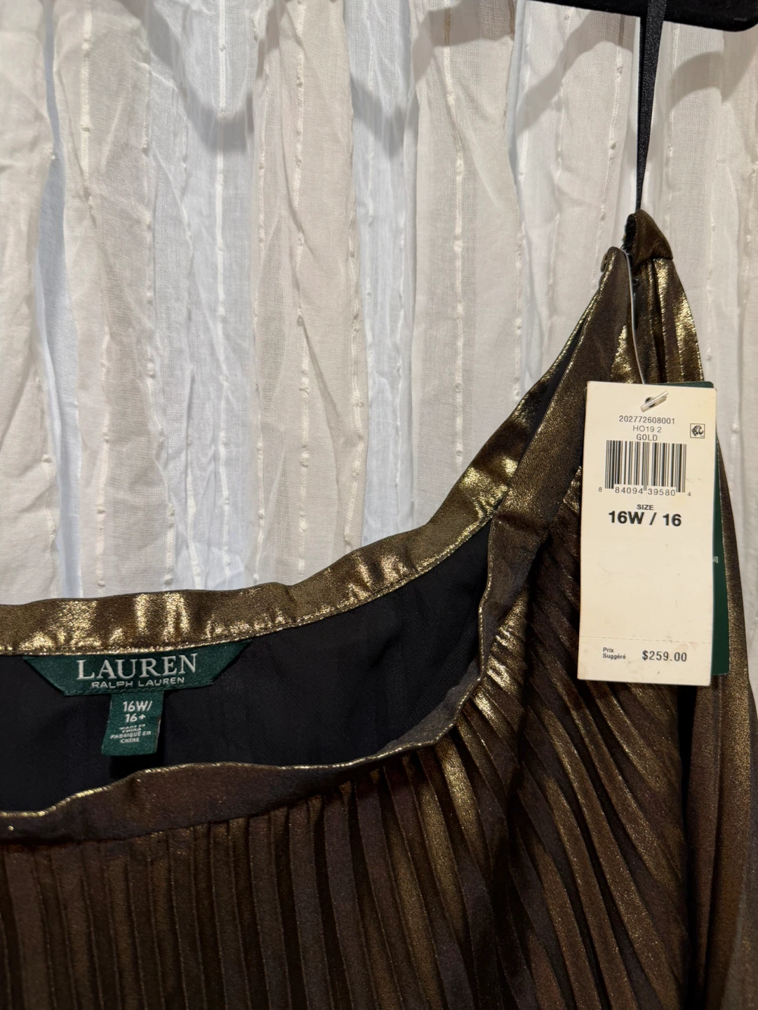 Lauren Ralph Lauren Women's Metallic Pleated Skirt 16W Gold - photo 3