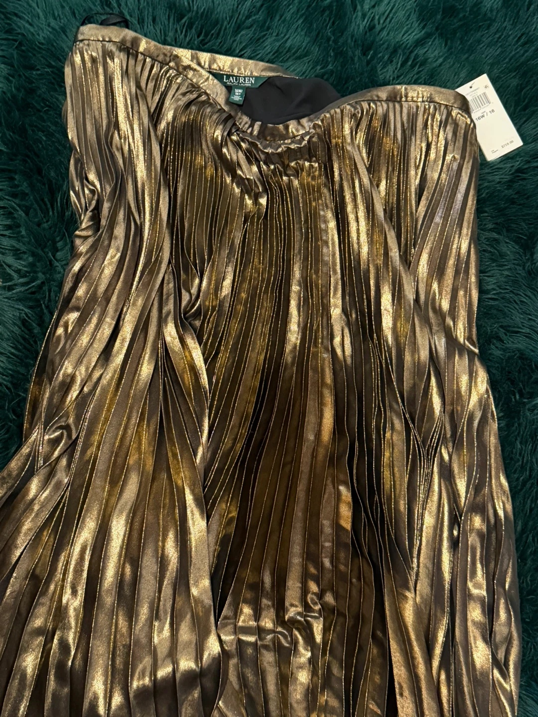 Lauren Ralph Lauren Women's Metallic Pleated Skirt 16W Gold - photo 4