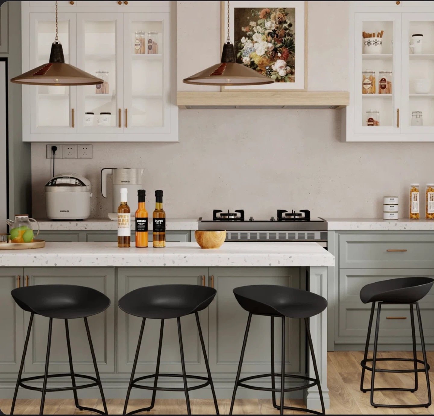 Set of 4 Black swivel Bar Stools