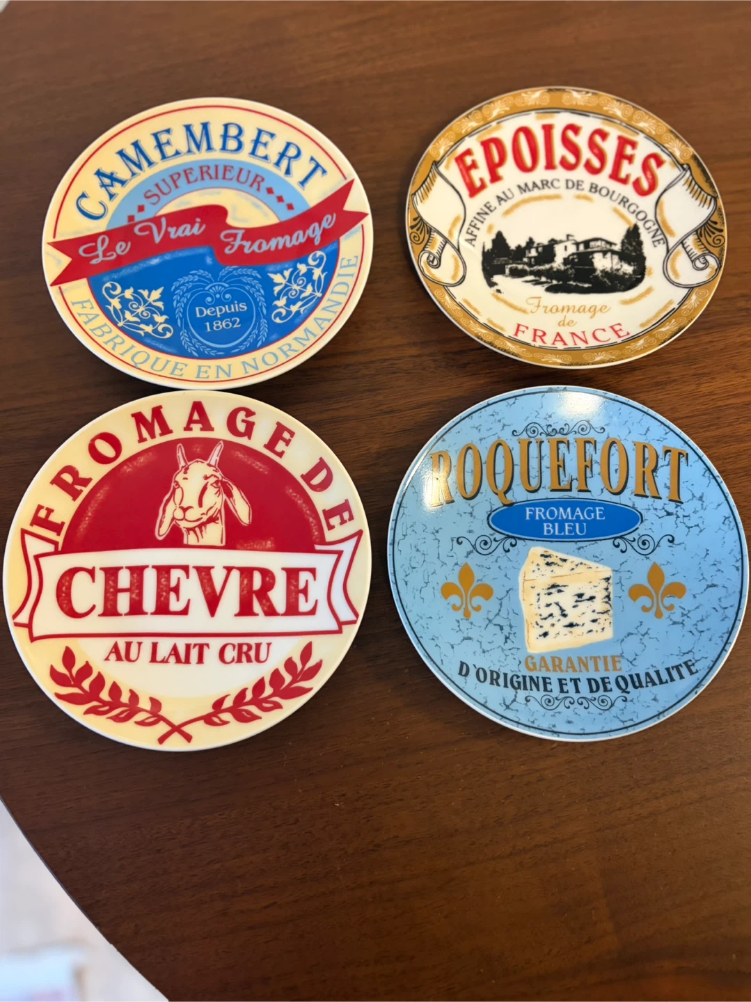 Set of 4 French Cheese side plates