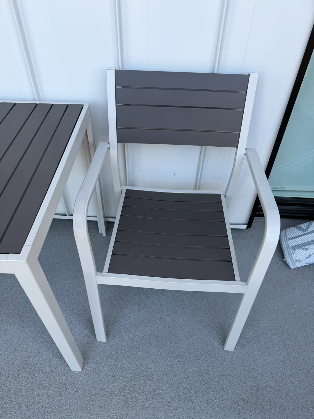 Metal patio chair with grey slats - photo 3