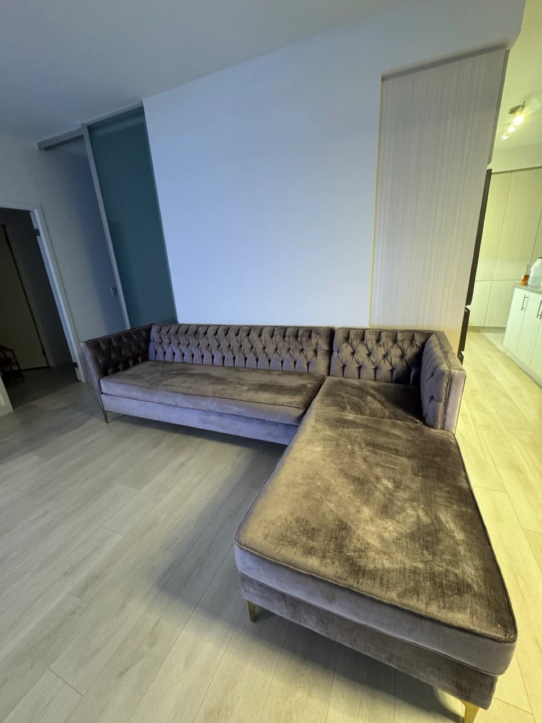 Velvet Tufted Sectional Sofa - photo 3