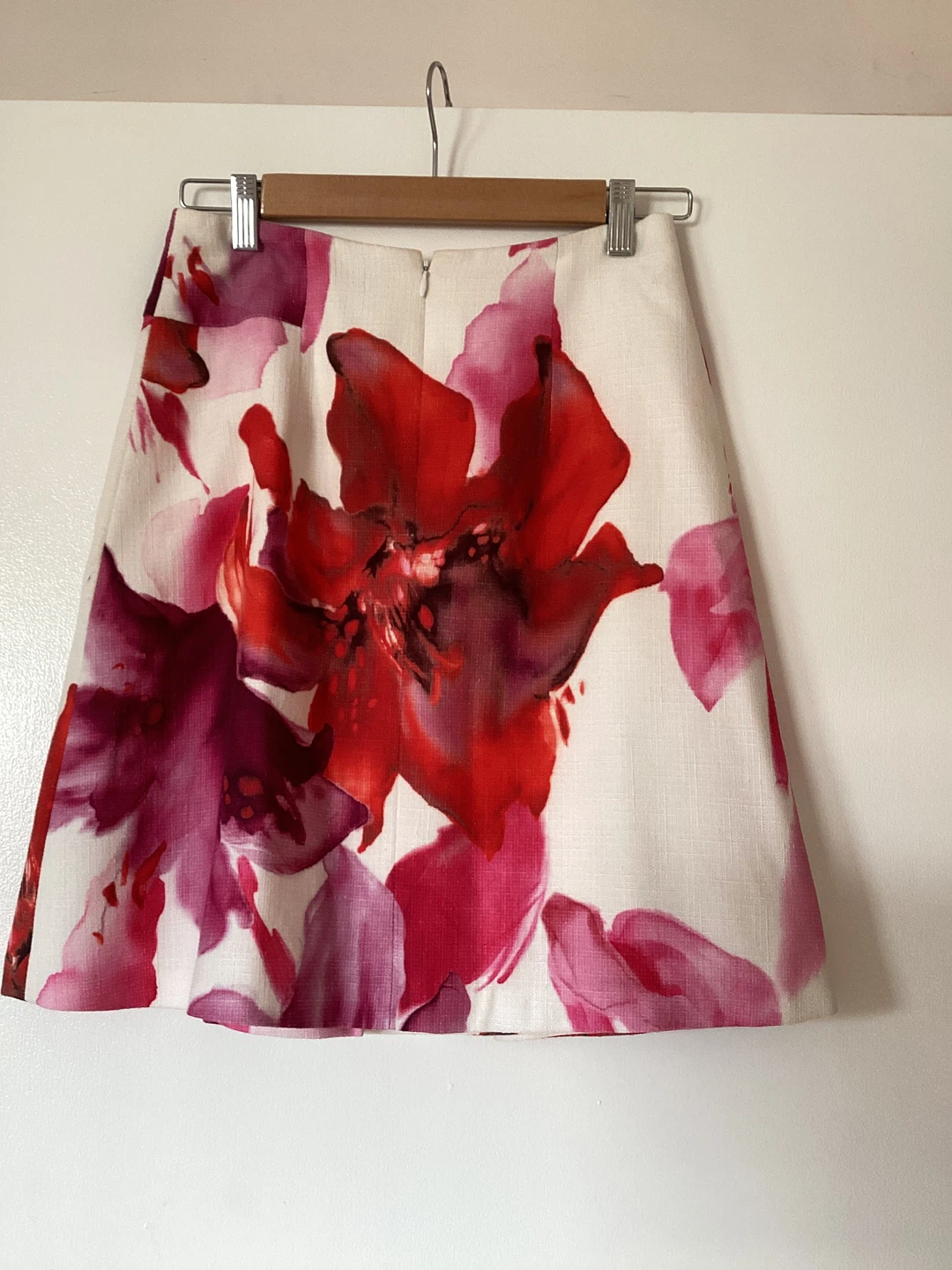 White Floral Print Skirt with lining - photo 3