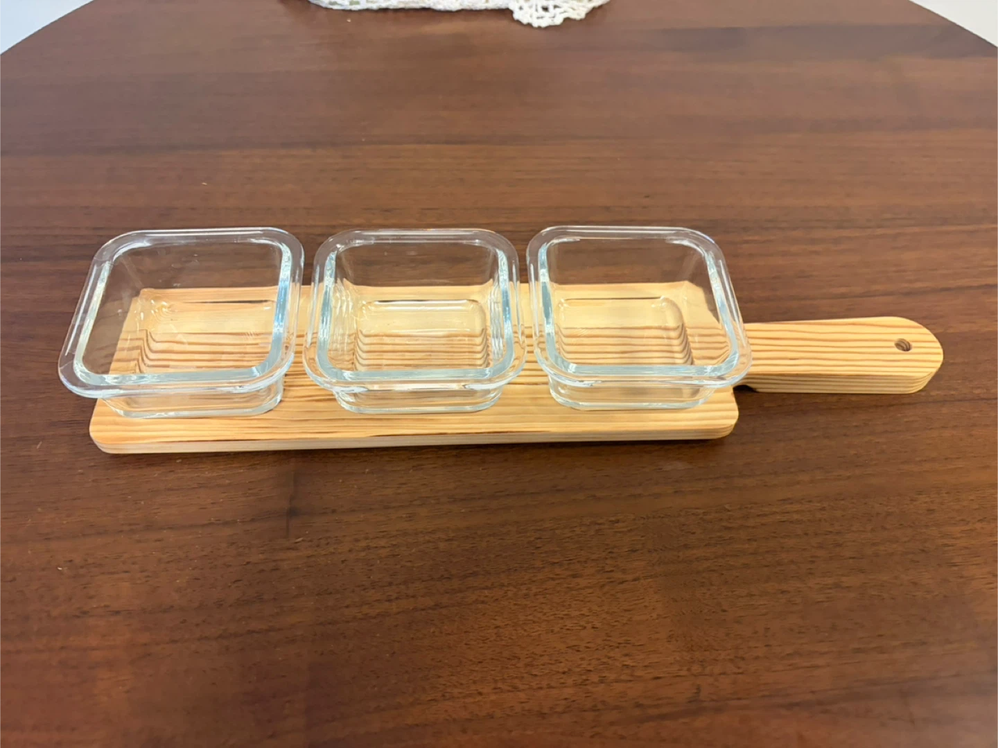 Glass and Wood Appetizer Serving Tray