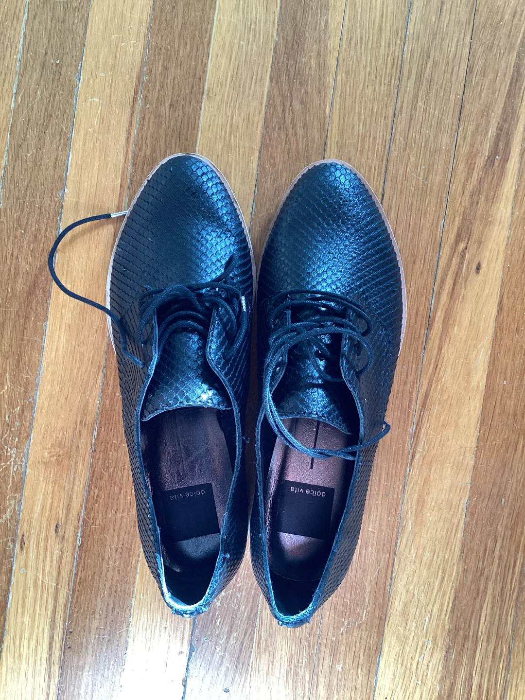 Dolce Vita Black Embossed Lace-Up Shoes