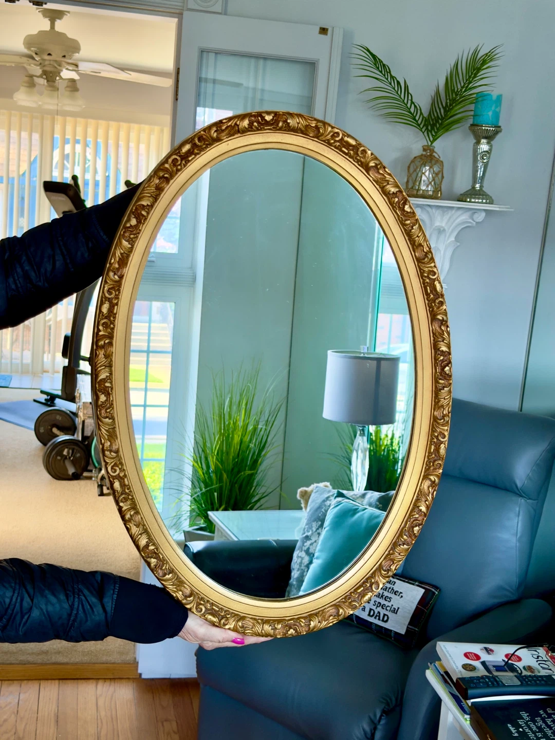 LOVELY OVAL GOLD MIRROR