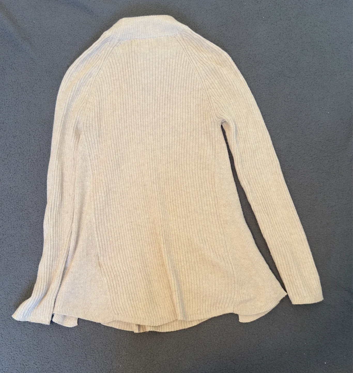 Beige Mock Neck Ribbed Sweater with Lace-Up Sides - photo 2