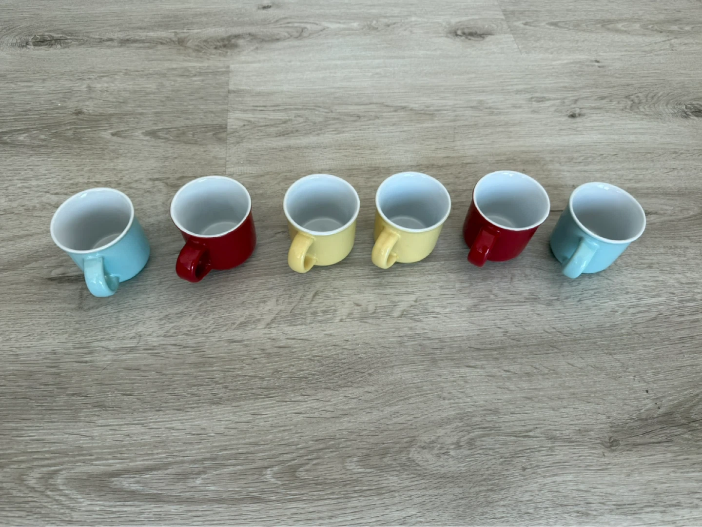 Set of 6 Small Mugs - Red, Yellow, Blue