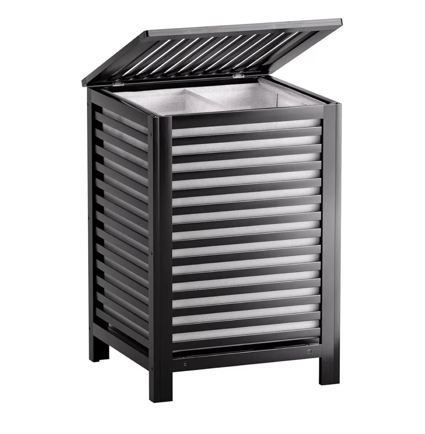 Bamboo Laundry Hamper with Lid - Black - photo 2