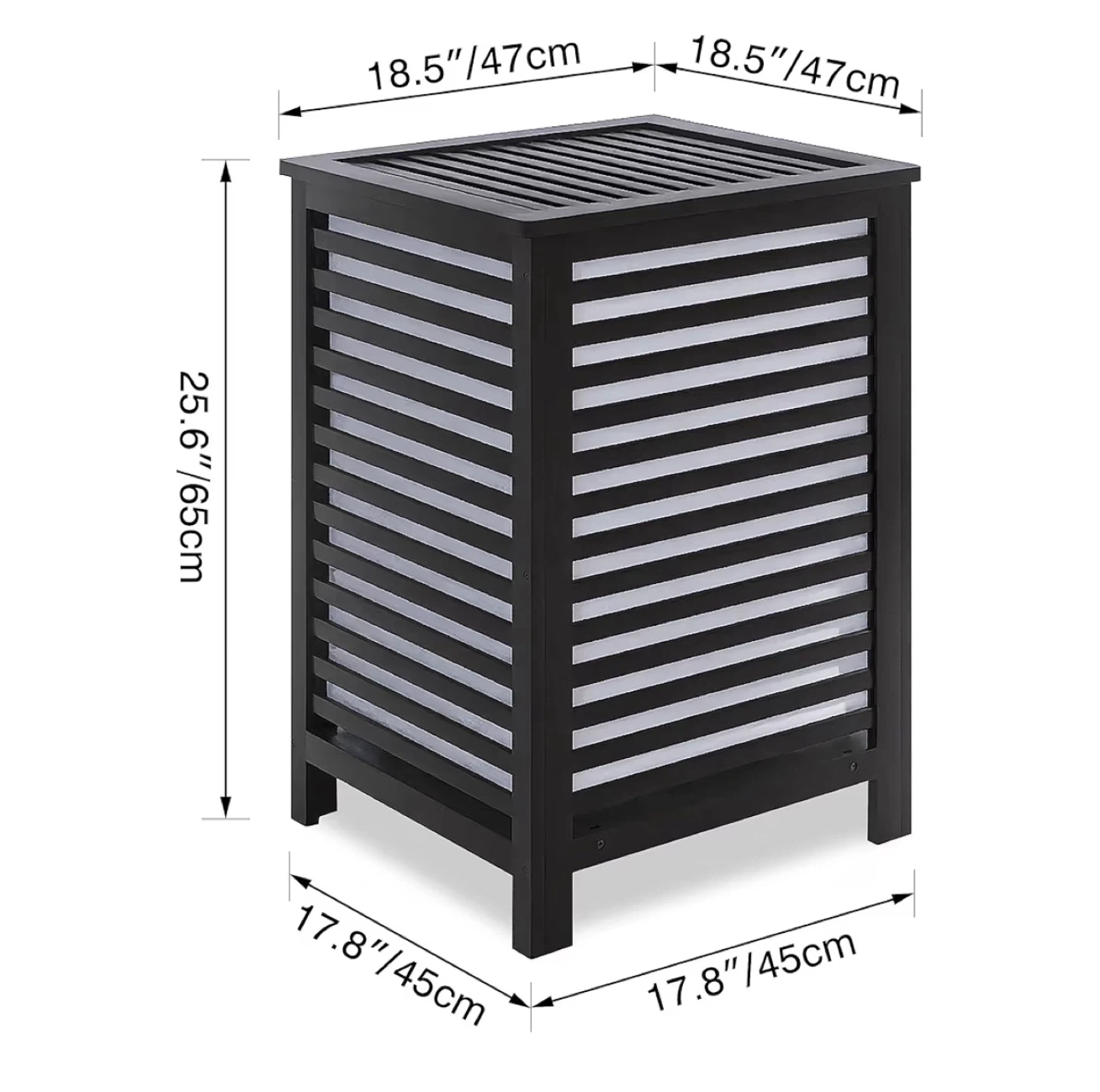 Bamboo Laundry Hamper with Lid - Black - photo 3