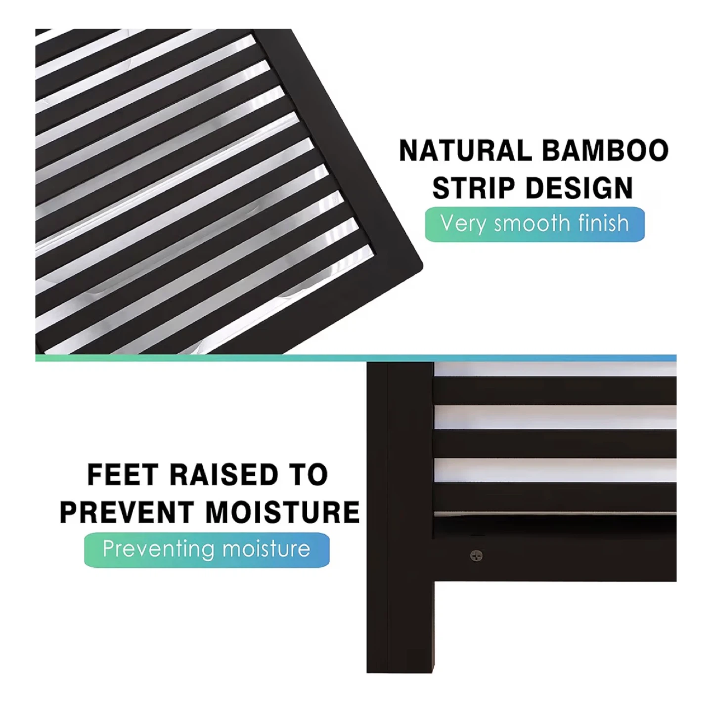 Bamboo Laundry Hamper with Lid - Black - photo 5